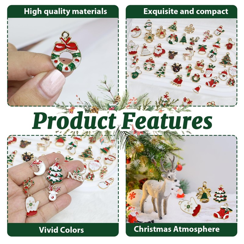 45Pcs Christmas Charms, Mini Christmas Tree Decorations Creative Xmas Hanging