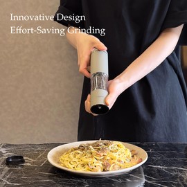 Salt and Pepper Grinder Set with Adjustable Coarseness | Manual Pepper Mill Grinder with Refillable Design | Ceramic Core | Kitchen Essential (2 Packs, Greige)