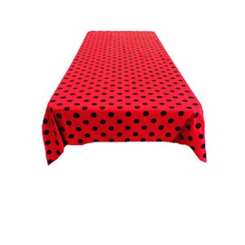 Backdrop King Inc, Square Polka Dot Poly Cotton Tablecloth. (Black Dot on Red, 45" x 45" Square)