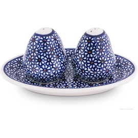 Orirignal Bunzlauer Keramik Pfeffer- und Salzstreuer, L=18.4 cm, T=10.4 cm, Dekor 120