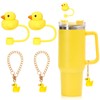 Whaline 6Pcs Yellow Duck Silicone Straw Covers with Cup Charms