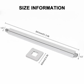 NearMoon Ceiling Mounted Shower Arm With Flange, Universal Connection 1/2 NPT Straight Square Shower Arm for Fixed Rain Shower Head, Made of Thicken Stainless Steel (20 Inch, Chrome)