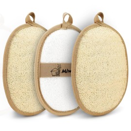 Natural Loofah Exfoliating Body Scrubber (Pack 3), Loofah Bath Sponge, Luffa for Women and Men, 100% Biodegradable Compostable, Dye Free, Zero Waste Eco Friendly Sustainable (4" x 5.5" Each)