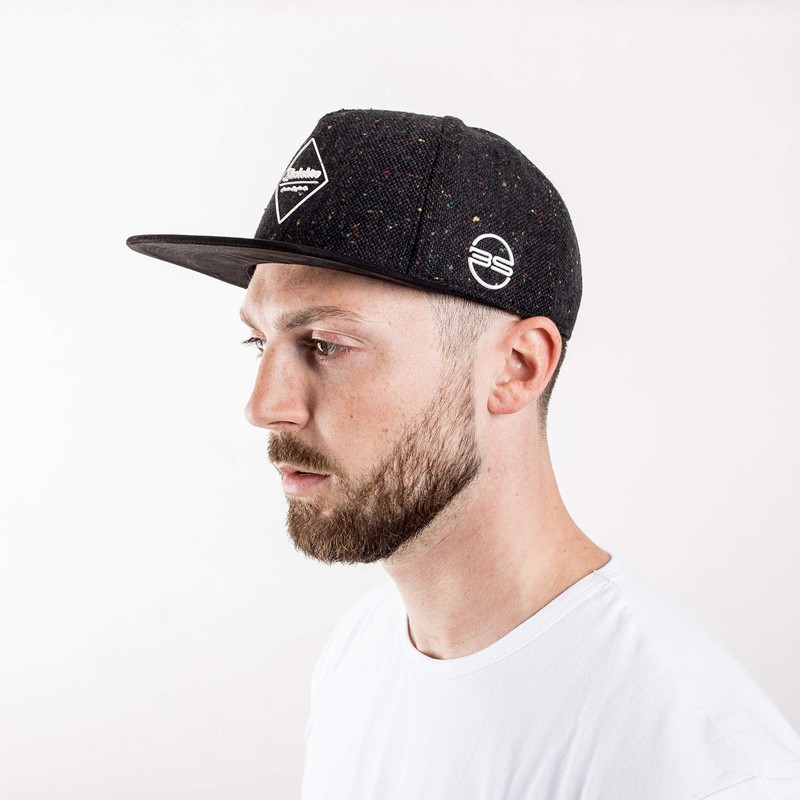 Blackskies Snapback cap, black, brown, grey wool screen, unisex premium