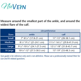 NuVein Sheer Compression Stockings, 30-40 mmHg Support, Knee Length, Closed Toe, 20 Denier, Beige, Large