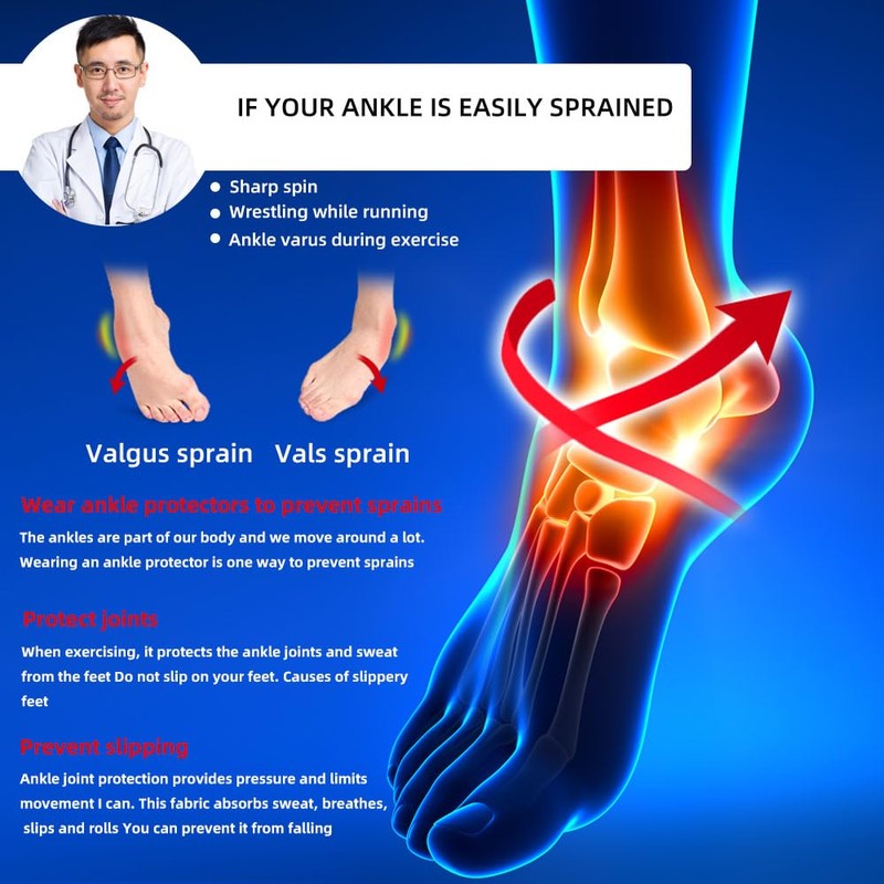 Adjustable Compression Ankle Brace for Sprained Ankle, Strong Support, Breathable
