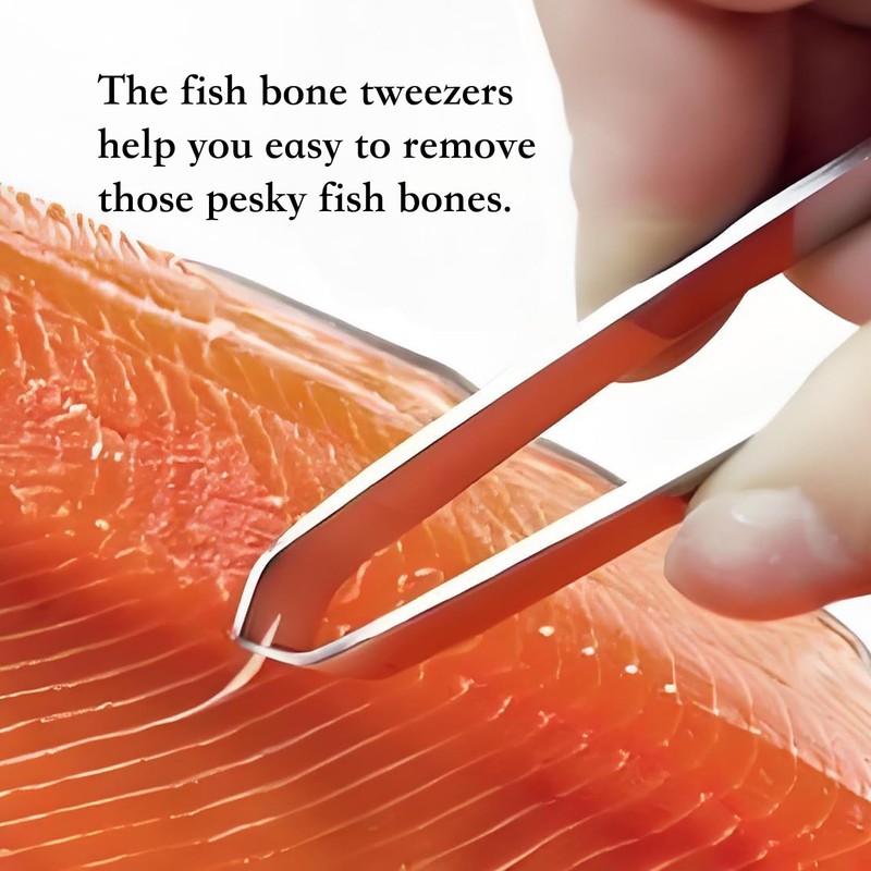 LVYKING 2 Pcs Fish Bone Tweezers, Stainless Steel Flat and