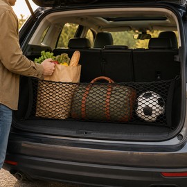 Universal Elastic Nylon Car Cargo Net with Hooks for SUV, Van & Truck