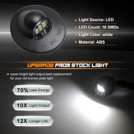 RUXIFEY LED License Plate Light with Socket Wiring Harness Plugs Compatible with Ford F150 F250 F350 F450 F550 Superduty Ranger Explorer Bronco Excursion Expedition, 6500K White