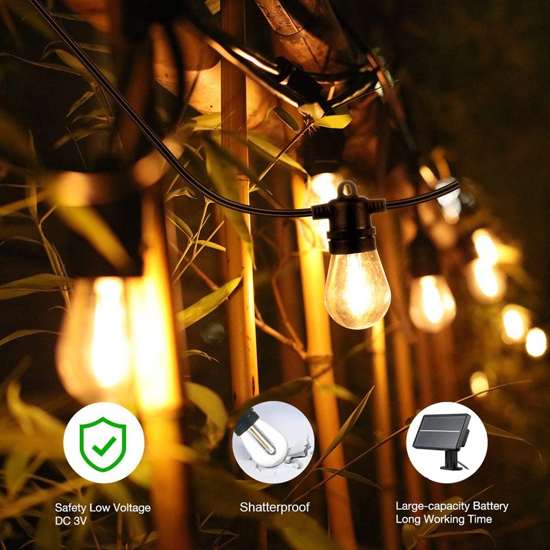 SUNTHIN 24ft Solar String Lights, USB Rechargeable Solar Outdoor Lights