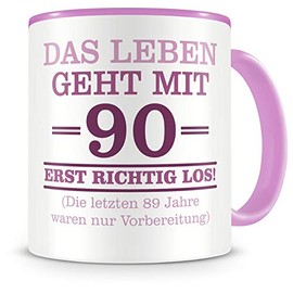 Samunshi® Tasse mit Spruch witzige Geschenke zum 90 Geburtstag Mann Frau Oma Opa Geburtstag Geschenkideen zum 90 Geburtstag rosa