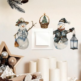 4 Sheets Christmas Switch Stickers Cute Snowman Gnome Christmas Tree Penguin Wall Stickers Christmas Wall Decals Removable Light Switch Wall Decorations for Nursery Kid Room Bedroom Party Wall Decor