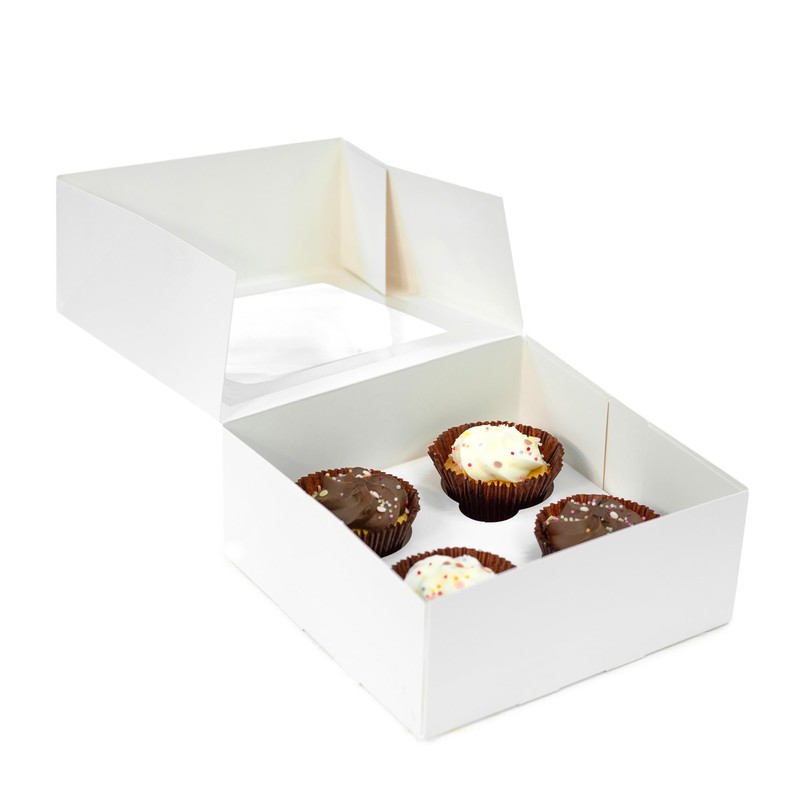 Culpitt 4 Hole Cupcake Box, 5 Pack, White Cupcake Boxes