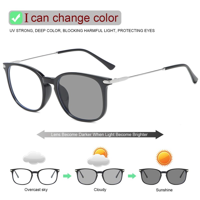 Gafas de lectura fotocromáticas con bloqueo de luz azul, 8815-negro,