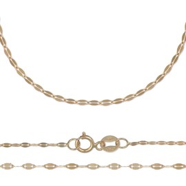 Imperial Jewelry Cadena de Oro 14K Mujer Italiano Collar Estilo Grano de Café Gargantilla (45 cm)