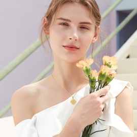 YEESIA Sunflower Necklace S925 Sterling Silver Gold Plated Pendant Flower Jewelry Gift for Women Wife Sister Daughter Mother