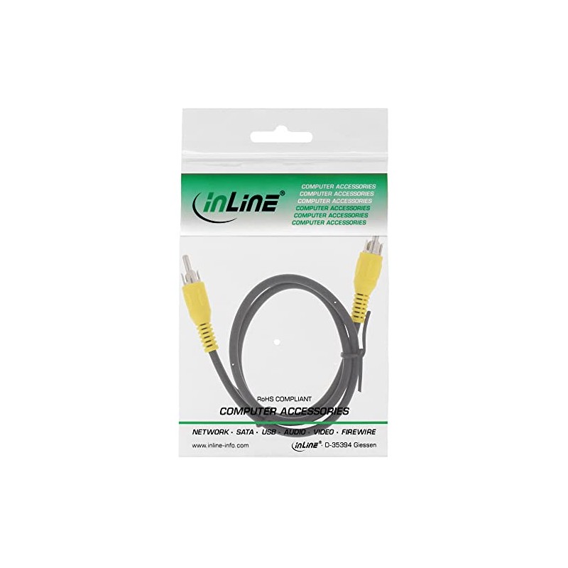Video cable, InLine®, 1x RCA M/M 0.5m, yellow plugs