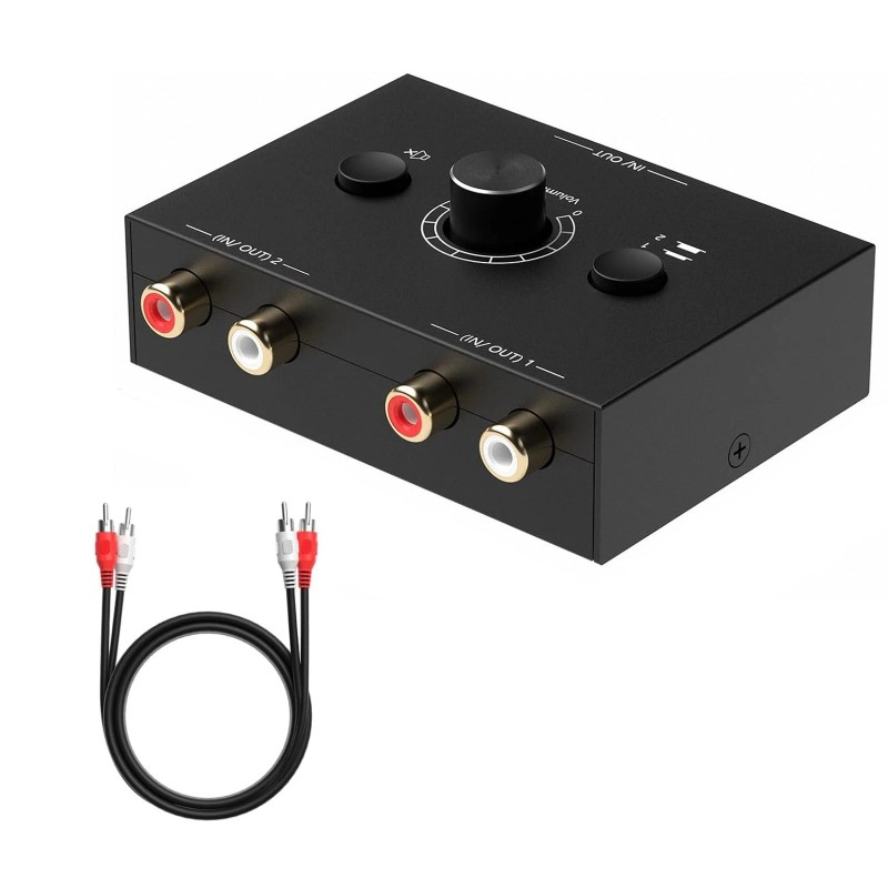 Universal New 1 In 2 Out Bi-Directional RCA Stereo Audio