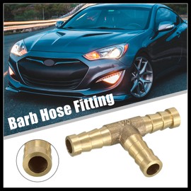 Hihaha Car 5/16" 8mm Brass Barb Hose Fitting Tee T 3 Way Connector 5pcs Durable Material