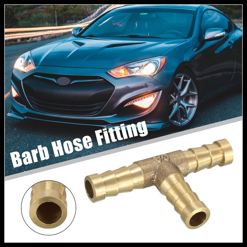 Hihaha Car 5/16" 8mm Brass Barb Hose Fitting Tee T