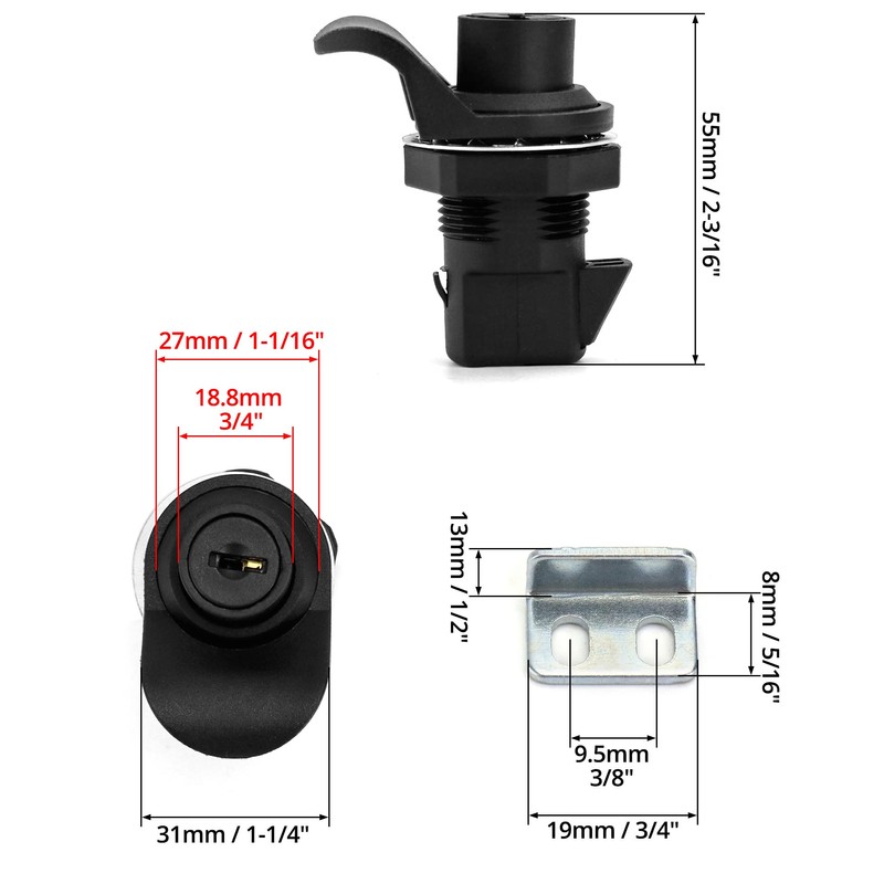 QWORK Push Button Latch, 2 Pack Plastic Push-to-Close Latches for