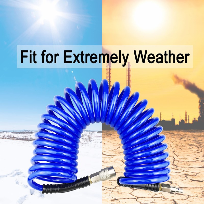 Darnassus Polyurethane Recoil Air Hose, 1/4" Inner Diameter,10 Feet Blue
