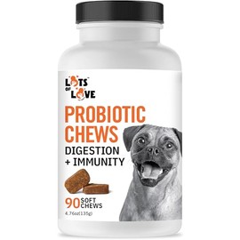 Dog Probiotic Chews (90 Count) - Dog probiotics for Digestive & Gut Health - Puppy Pro Biotic Supplement for Nausea, Vomiting & Diarrhea (90 Count)
