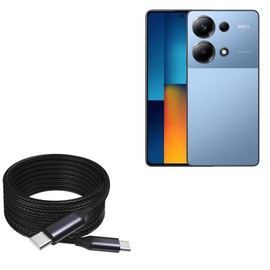 BoxWave Cable Compatible with Xiaomi Poco M6 4G - DirectSync PD Cable (10ft) - USB-C to USB-C (100W), Long 10 Foot PD Braided Nylon Alloy Cable - Jet Black