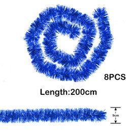 Christmas Tree Tinsel Garland, 8 Pieces Shiny Christmas Tree Ornaments, Christmas Decoration Metallic Garlands, Christmas Garlands, for Festive Christmas Tinsel, DIY Decoration, Children's Birthday