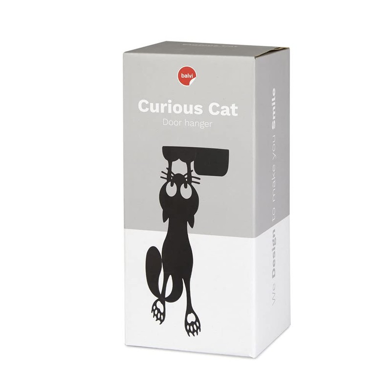 balvi Curious Cat Hanger for Doors, Black, One Shape of