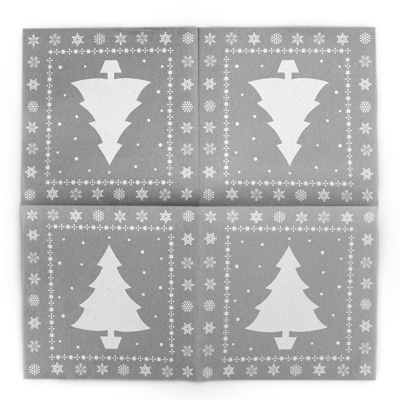 Sovie Home Linclass® Airlaid White Tree Napkin in Silver Christmas
