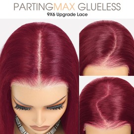 99j Burgundy Glueless Bob Wig Human Hair,200 Density 9x6 Straight Human Hair Wig Pre Plucked Pre Cut For Black Women,200% Density Wear And Go Glueless Wig Human Hair Can be dyed and Bleached 12 Inch