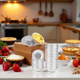50Pcs Mini Pie Tins, Round Aluminum Foil Pans, Disposable Small Tart Pans for Baking