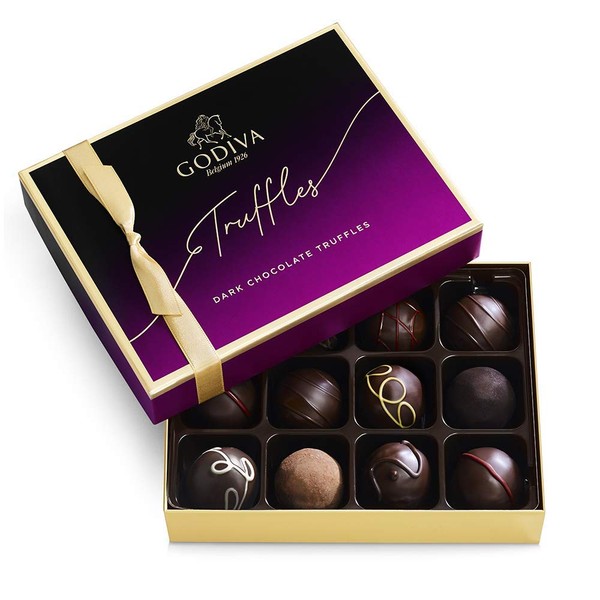 Godiva Chocolatier Dark Chocolate Truffles Assorted Chocolate Gift Box, 12-Ct.