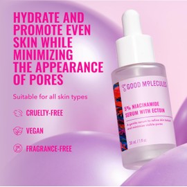 Good Molecules 5% Niacinamide Serum with Ectoin - Ultra Hydrating Serum to Target Enlarged Pores and Blemishes - Moisturizing, Pore Minimizer for Face - Skin Care