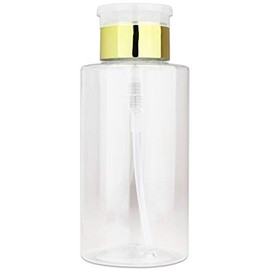 10oz Gold Push-Down Dispenser Bottle - 1 Bottle - Empty Refillable Pump Bottle for Nail Polish Remover