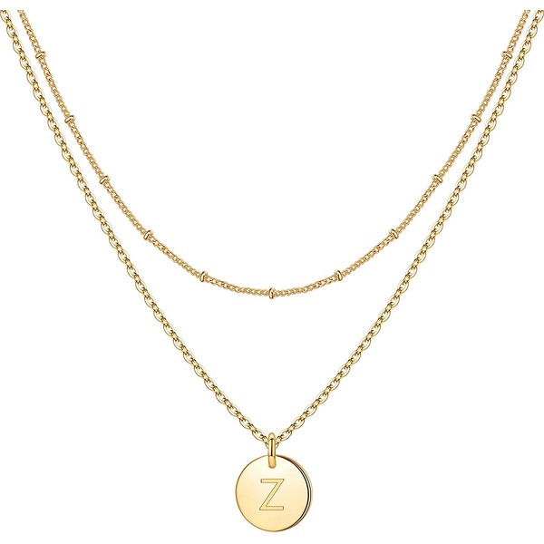 Minegreet Gold Initial Necklaces for Women,22K Gold Filled Hammered Gold