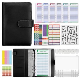 Budget Planner & Household Book A6 - Effective Financial Planner with Envelope Method - Savings Book with Films for Cash Stuffing - Starter Set for Successful Saving and Budgeting (Black)