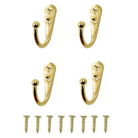 VIPERMARK 4 Pcs Wall Mounted Hooks for Bedroom,Bathroom,Kitchen,and Cabinet Hangers (with 8 Screws)-Gold