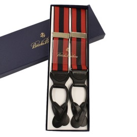 BROOKS BROTHERS Burgundy Dark Navy Striped XL Braces Suspenders USA NWT