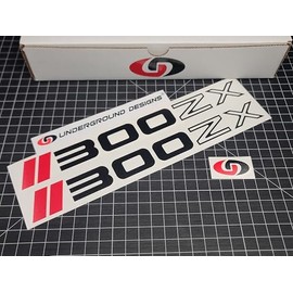 300ZX Decals (2-Pack) Racing Hash Stripe Fender Widnow Door Stickers Fits Nissan 300ZX Z31 Z32 Select Color: (Gloss Black & Red)