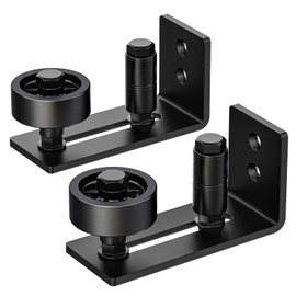 Lvyesea 2 Pack Barn Door Floor Guide, Sliding Barn Door Bottom Guide, Adjustable Floor Guide Roller, Flush Bottom, Quiet, Black, Steel Frame, Easy to Install