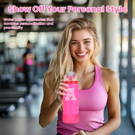 Pink Accessories Set Compatible with Owala Water Bottle, Includes Silicone Boot, Replacement Stopper, Seal Ring, Lid Decoration Plate, Sticker Compatible with Owala Free Sip 24oz&32oz(A)