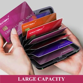 AUEKLLW Mini RFID Aluminum Credit Card Holder for Women Men, Slim Business Hard Card Case, Cute Card Wallet ID Case Cute Green Alien