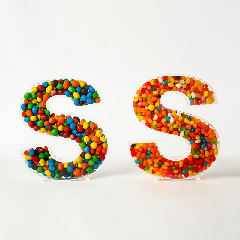 OAEUQ Fillable Alphabet Acrylic Tray Letter Candy Jar Reusable Party