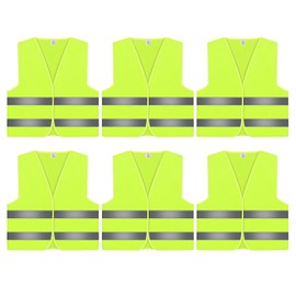 6 High Visibility Vests Car Reflective Safety Vests Neon Yellow Reflective Safety Vest 360° Reflective All-Round Neon Yellow Car Breakdown Aid Lightweight Safety Vests for Driver Workers, 1