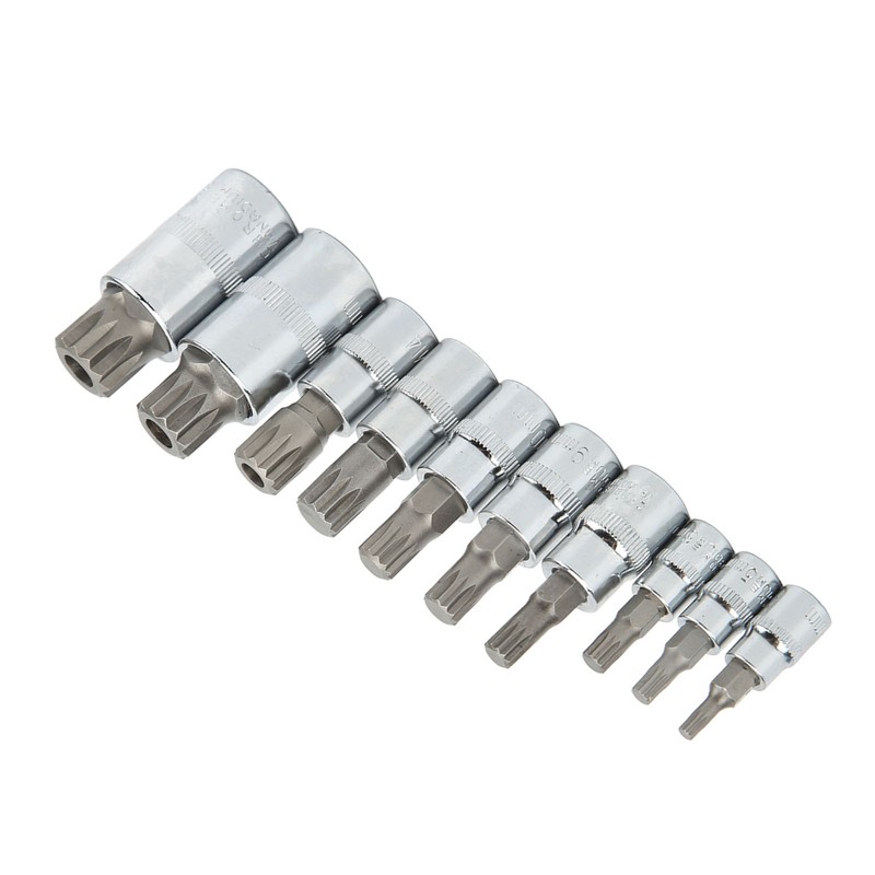 10PCS Triple Square Spline Bit Socket Set Low Wear Accurate