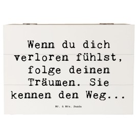 Mr. & Mrs. Panda 22 x 15 cm Wooden Box Saying Self-Doubt and Dreams - Gift, Inspirational, Memory Box, Storage Box, Believe in Yourself