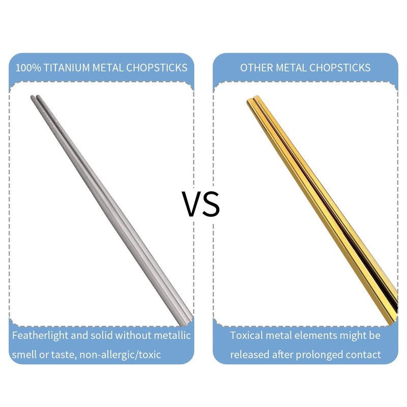 Tibitdeer Titanium Chopsticks, 2 Pairs Titanium Chopsticks, Ultralight Professional (Ti)