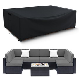 HIGHTQURO Patio Furniture Covers Waterproof, Heavy Duty 600D Outdoor Furniture Covers for Outside Sectional Sofa Set,Tear Resistance and Anti-UV, Black,137"L x 102"W x 35"H